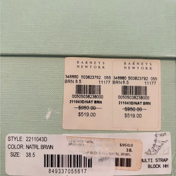 🤩 Modern VTG Maiyet of Italy Elaphe Multi Strap Black & Gold Strappy Sandal 38.5 - Picture 11 of 12